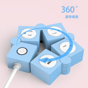360 Degree Foldable and Rotatable Portable Power Strip Charger 2 USB Ports 3 Hole Socket Charging